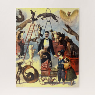Quebra-cabeça Vintage Cães Circus Ilustração Arte Antiga Antigui