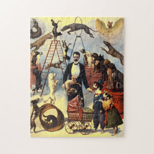 Quebra-cabeça Vintage Cães Circus Ilustração Arte Antiga Antigui