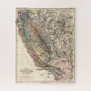 Quebra-cabeça Vintage California Historic Map USA