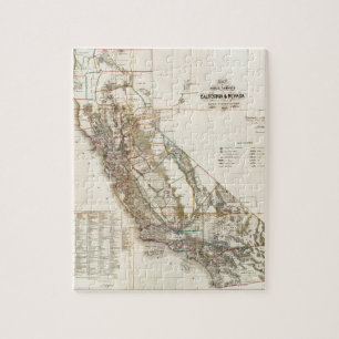 Quebra-cabeça Vintage California Nevada Historic Map USA