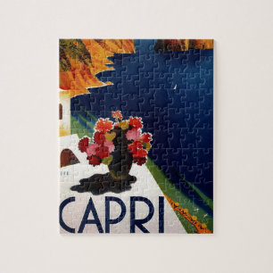 Quebra-cabeça Vintage Capri Itália - Ilustração Cênica Viagem