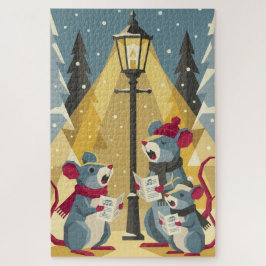 Quebra-cabeça Vintage Caroling Mice Jigsaw Puzzle