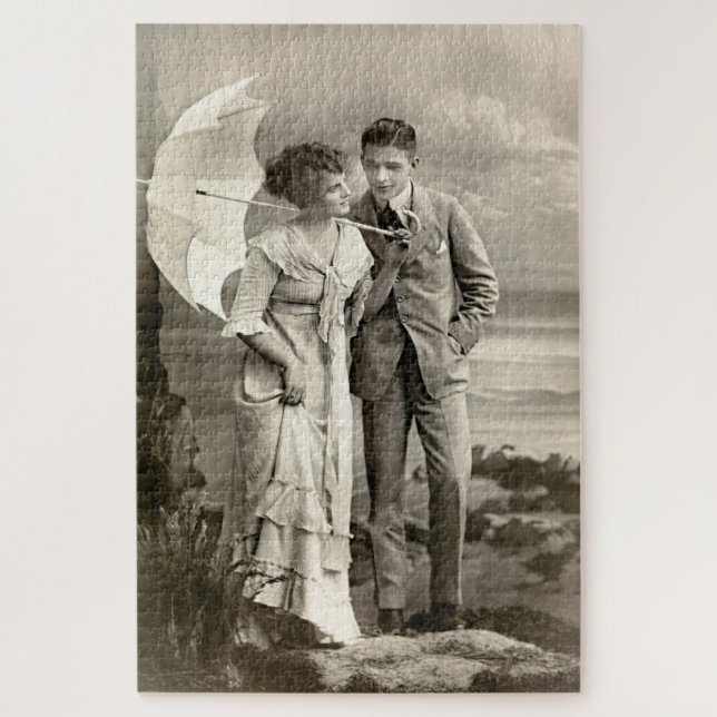 Quebra-cabeça Vintage Casal romântico com Parasol (Vertical)