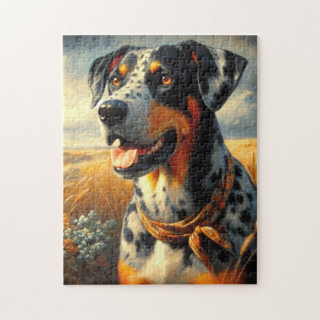 Quebra-cabeça Vintage Catahoula Leopard Dog Painting (Vertical)