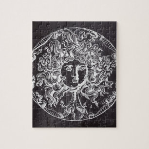 Quebra-cabeça vintage chalkboard mitologia grega Gorgon medusa