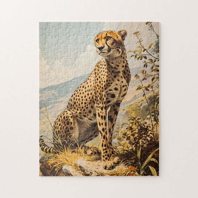 Quebra-cabeça Vintage Cheetah (Vertical)