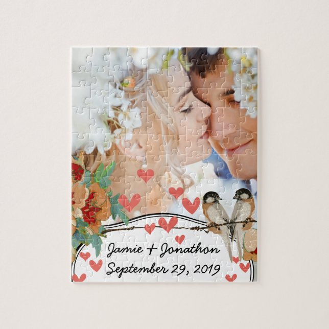 Quebra-cabeça Vintage Cherry Blossom Love Bird Peach (Vertical)