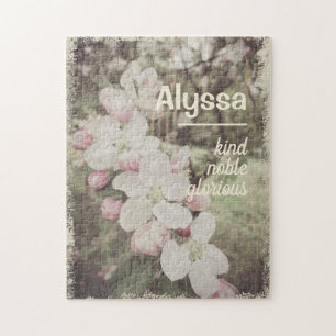 Quebra-cabeça Vintage Cherry Blossoms Nome Personalizado Signifi