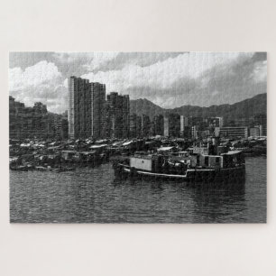 Quebra-cabeça Vintage China: Rio das barcos domésticos Hong Kong