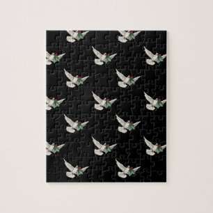 Quebra-cabeça Vintage Christmas Pattern, White Dove for Peace