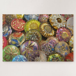 Quebra-cabeça Vintage Colorida Botões de Vidro Checos