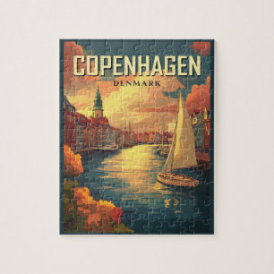 Quebra-cabeça Vintage Copenhagen Denmark Viagem