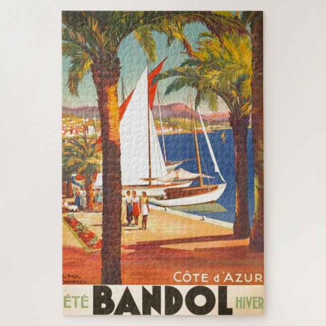 Quebra-cabeça Vintage Cote D'Azur French Old Viagem Art (Vertical)