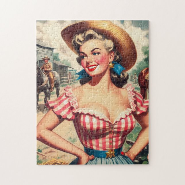 Quebra-cabeça Vintage Country Girl (Vertical)