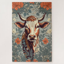 Vintage Cow William Morris Inspirou Floral