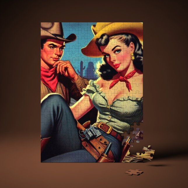 Quebra-cabeça Vintage Cowboy e Cowgirl (Criador carregado)