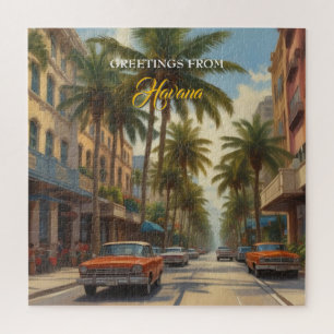 Quebra-cabeça Vintage Cuba Viagem - Saudações De Havana