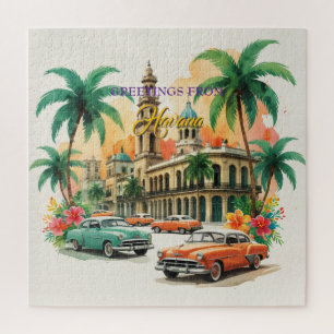 Quebra-cabeça Vintage Cuba Viagem - Saudações De Havana