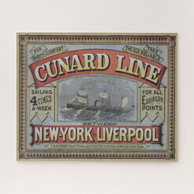 Quebra-cabeça Vintage Cunard Line Shipping Company Ad (Horizontal)