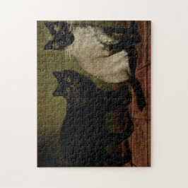 Quebra-cabeça Vintage Cute Cats Black Manx Siamese