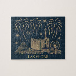 Quebra-cabeça Vintage da Linha Dourada do Skyline em Las Vegas