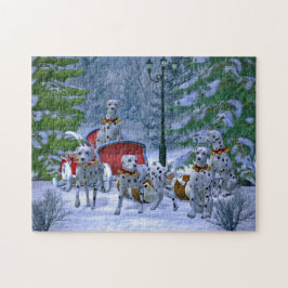 Quebra-cabeça Vintage Dalmatian Sleigh Snow Christmas