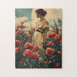 Quebra-cabeça Vintage de mulheres e peônias