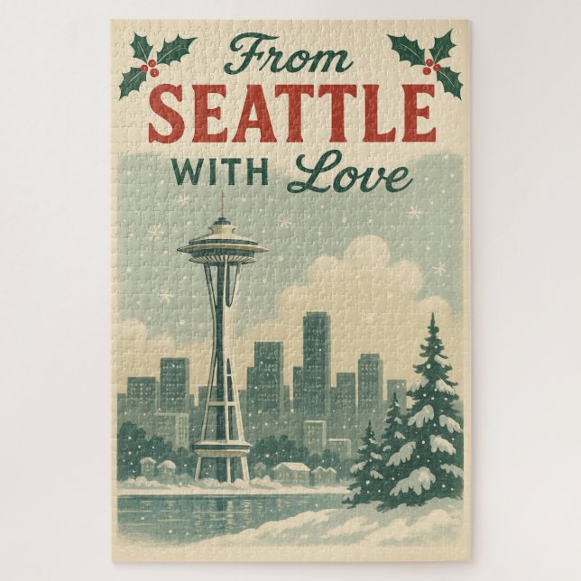Quebra-cabeça Vintage De Seattle Com Amor (Vertical)