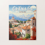 Quebra-cabeça Vintage de Viagem de Espanha de Granada<br><div class="desc">Granada retro vetor viagem design. Granada é uma cidade na região Andaluzia,  do sul da Espanha,  nos sopés das montanhas de Sierra Nevada.</div>