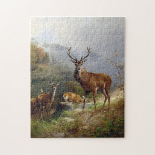 Quebra-cabeça Vintage Deer Stag - Animais Velhos Ilustração Arte