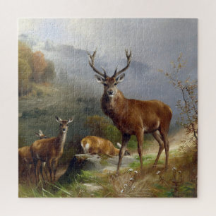 Quebra-cabeça Vintage Deer Stag - Animais Velhos Ilustração Arte