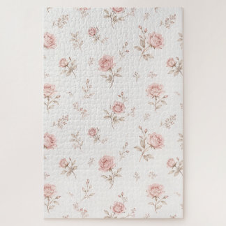 Quebra-cabeça Vintage Dusty Pink Rose Floral Pattern Jigsaw Puzz