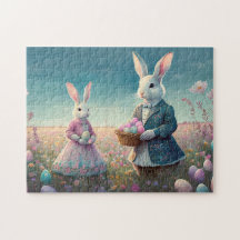 Vintage Easter Bunnies, que escolhe ovos de Páscoa