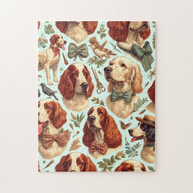 Quebra-cabeça Vintage English Setter Seamless (Vertical)
