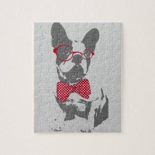 Quebra-cabeça Vintage Engraçado Buldogue francês Óculos Design