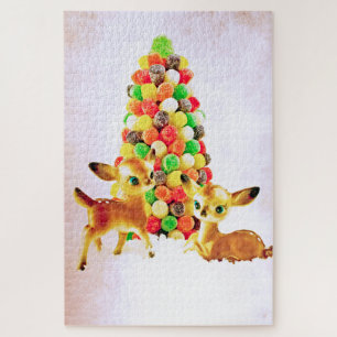 Quebra-cabeça Vintage Fawns por Gumdrop na Árvore de Natal