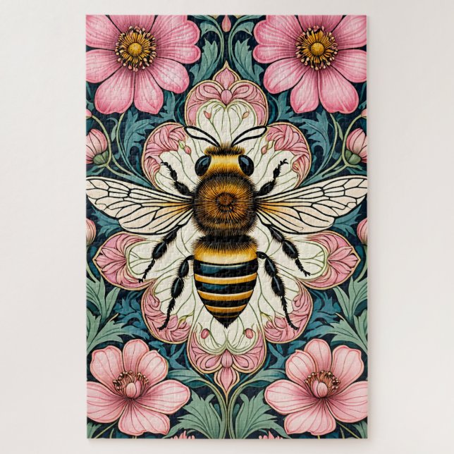 Quebra-cabeça Vintage Floral Bee Jigsaw Puzzle (Vertical)