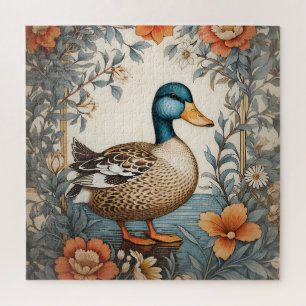 Quebra-cabeça Vintage Floral do Pato de Corte Elegante