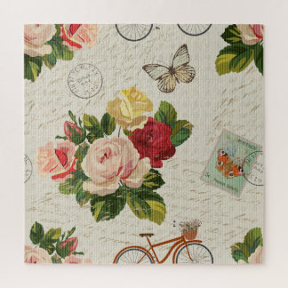 Quebra-cabeça Vintage floral, elegância da borboleta