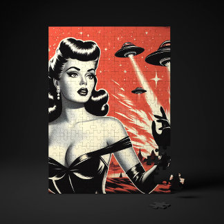 Quebra-cabeça Vintage Flying Saucers Pin-up