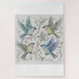 Quebra-cabeça Vintage Four Birds Illustration 