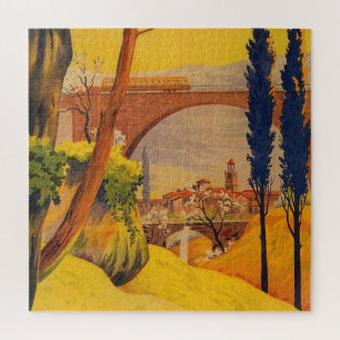Quebra-cabeça Vintage French Railroad Viagem Illustration Art