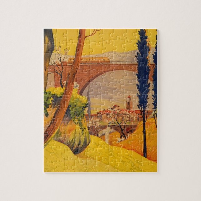 Quebra-cabeça Vintage French Railroad Viagem Illustration Art (Vertical)