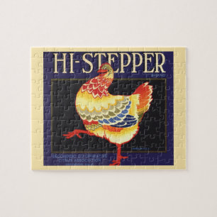 Quebra-cabeça Vintage Fruta Crate Label Art, Hi Stepper Chicken