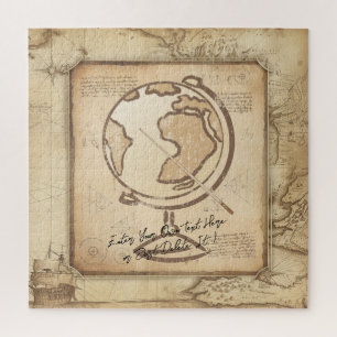Quebra-cabeça Vintage Globe. Presente do professor de Geografia
