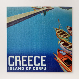 Quebra-cabeça Vintage Grécia da Ilha da Ilustração de Corfu