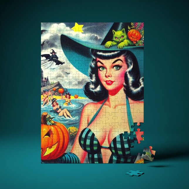 Quebra-cabeça Vintage Halloween Pin-up (Criador carregado)