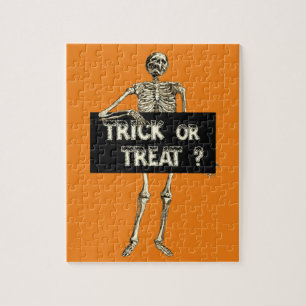 Quebra-cabeça Vintage Halloween Trick or Treat Skeleton