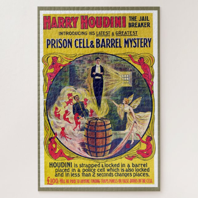 Quebra-cabeça Vintage Harry Houdini - Célula da Prisão e Mistéri (Vertical)