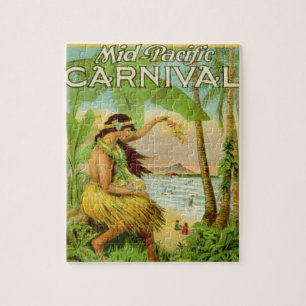 Quebra-cabeça Vintage Havaiana - Ilustração de Viagem Art Antiga